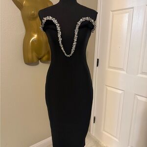 Elegant Black Dress with Crystal Embellishments